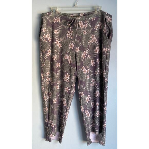NWT Chaser Lounge Capri Pants Floral Large - Picture 1 of 8